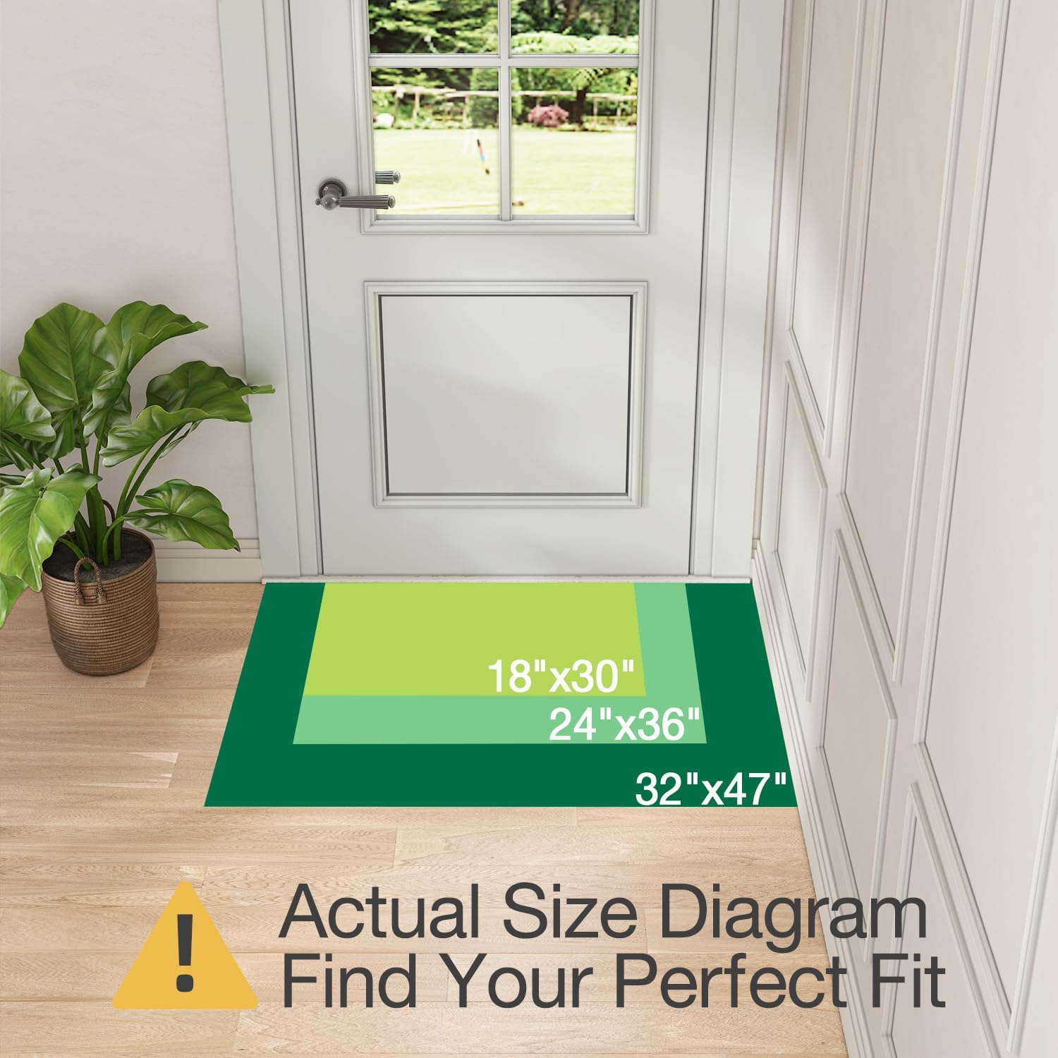 LUMI Retro Thin Door Mat, 18x30 Washable Indoor Doormat, Non Slip Absorbent Entrance Rug, Welcome Mats Entryway Rug Doormats for Front Door Kitchen Patio, Mist Blue